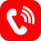 Rotes quadratisches Symbol mit einem weißen Telefonhörer, drei geschwungenen Signalleitungen und dem Schriftzug „Laurentius Apotheke Imst“.